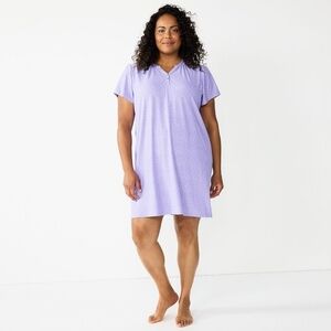Croft & Barrow Sleepwear Purple Hearts Sleep Dress